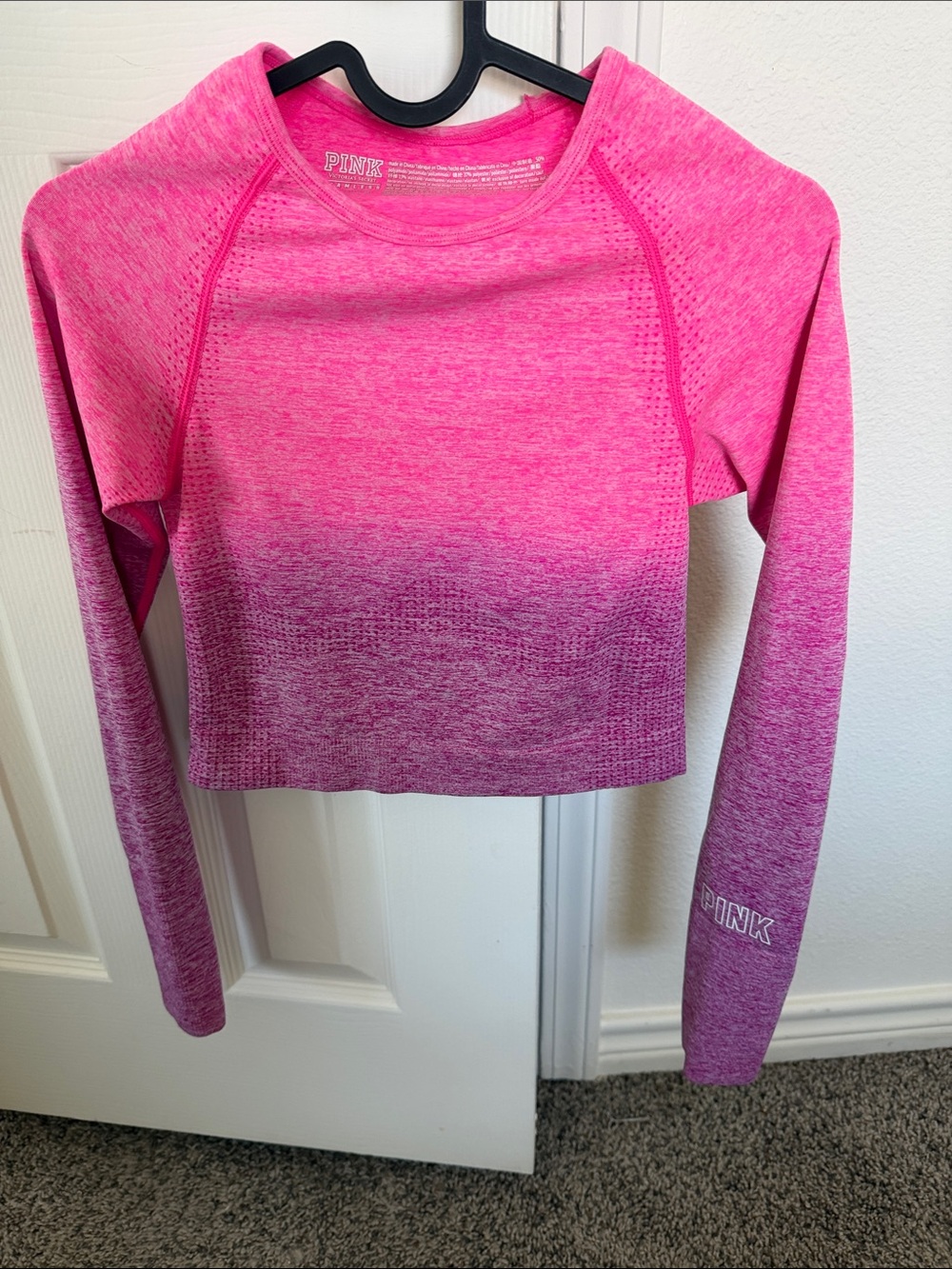 PINK Victoria's Secret Pink Ombre Long-Sleeve Crop Sweatshirt